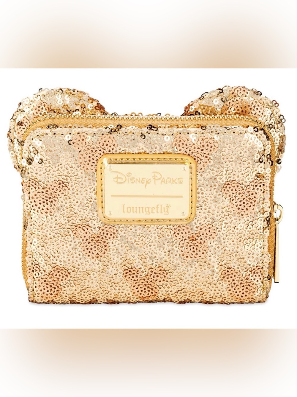 Disney Parks x Loungefly Minnie Mouse Gold Sequin Wallet NWOT - Picture 2 of 7